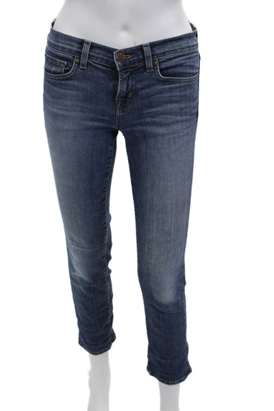 J Brand Womens Skinny Ankle Jeans Dark Blue Mid Rise Size 24