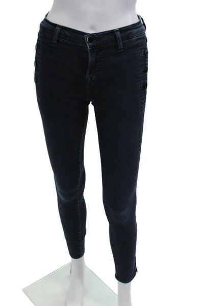 J Brand Womens Skinny Ankle Jeans Dark Blue Mid Rise Button 28in Size 24