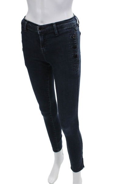 J Brand Womens Skinny Ankle Jeans Dark Blue Mid Rise Button 28in Size 24