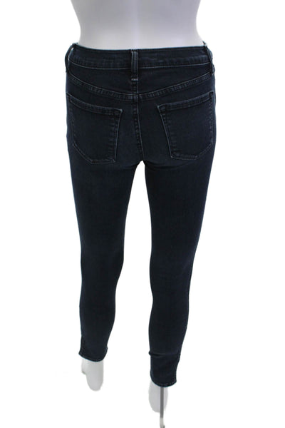 J Brand Womens Skinny Ankle Jeans Dark Blue Mid Rise Button 28in Size 24