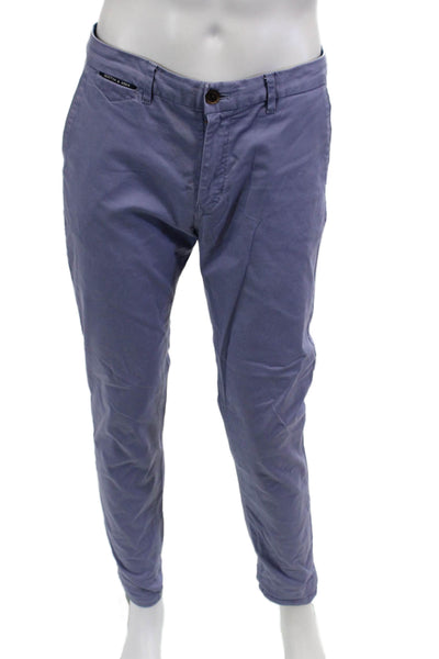 Scotch & Soda Mens Chino Pants Purple Cotton Elastane Button Size L