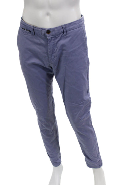 Scotch & Soda Mens Chino Pants Purple Cotton Elastane Button Size L