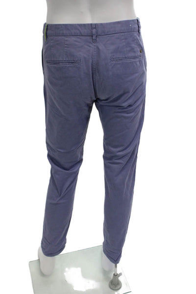 Scotch & Soda Mens Chino Pants Purple Cotton Elastane Button Size L