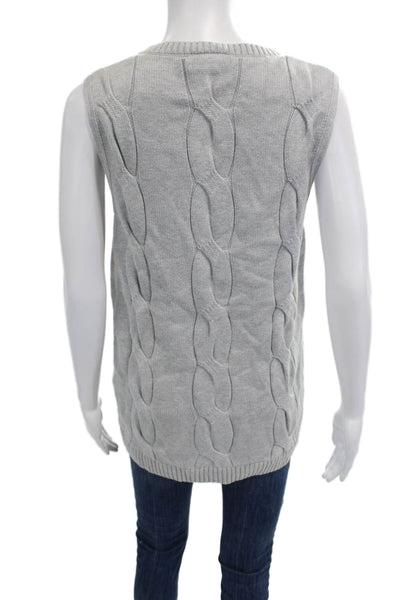 Lacoste Women Vest Gray Cotton Round Neck Sleeveless Designer Size M