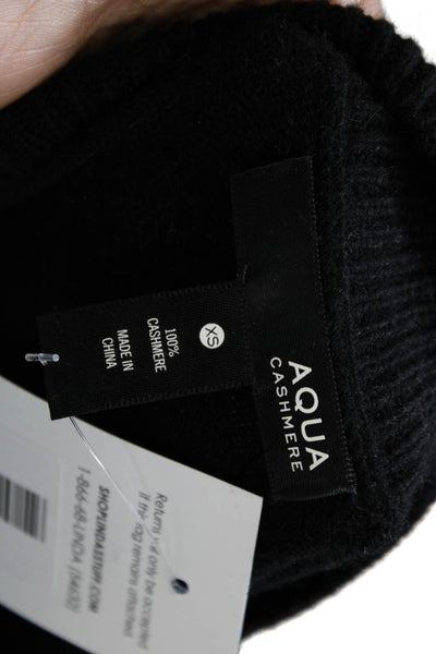 Aqua Cashmere Womens Black 100% Cashmere Pullover Sweater Crew Neck Size XS