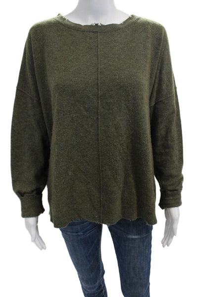 Current/Elliott Unisex Pullover Sweater Green Cashmere Blend Crew Neck Size M