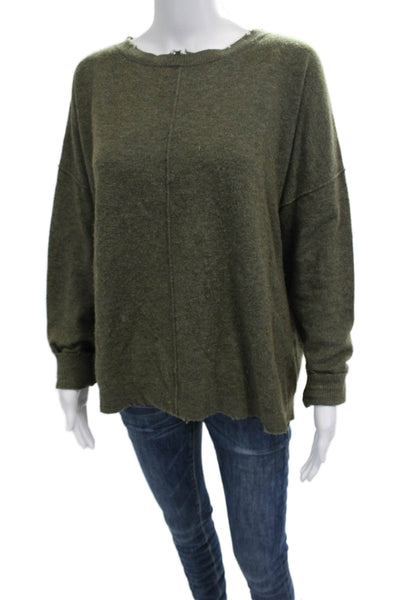 Current/Elliott Unisex Pullover Sweater Green Cashmere Blend Crew Neck Size M