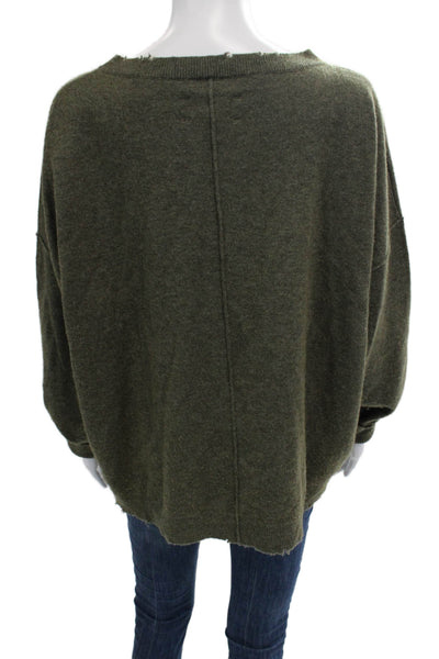Current/Elliott Unisex Pullover Sweater Green Cashmere Blend Crew Neck Size M