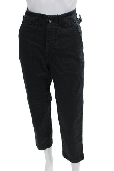 Rowan Womens Ankle Cropped Black Button Cotton Spandex 90s Pants Size 27