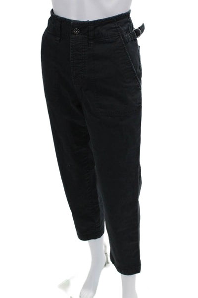 Rowan Womens Ankle Cropped Black Button Cotton Spandex 90s Pants Size 27