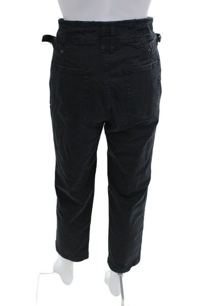 Rowan Womens Ankle Cropped Black Button Cotton Spandex 90s Pants Size 27