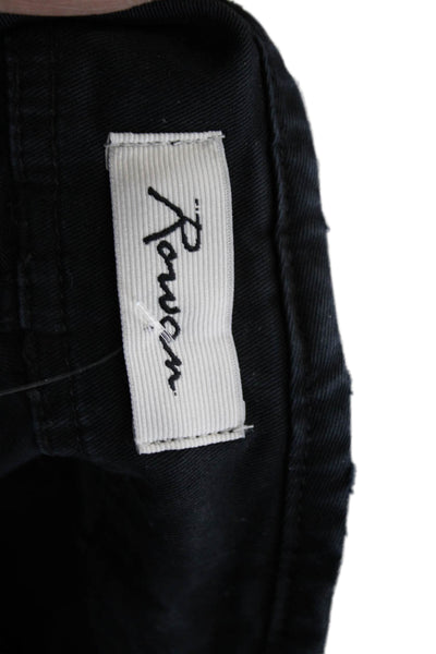 Rowan Womens Ankle Cropped Black Button Cotton Spandex 90s Pants Size 27