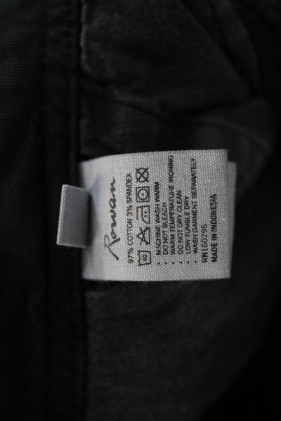 Rowan Womens Ankle Cropped Black Button Cotton Spandex 90s Pants Size 27