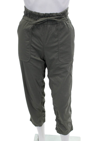 Lululemon Womens Cropped Jogger Pants Dark Gray Drawstring Nylon Size 6