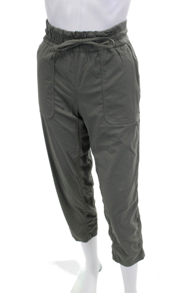 Lululemon Womens Cropped Jogger Pants Dark Gray Drawstring Nylon Size 6