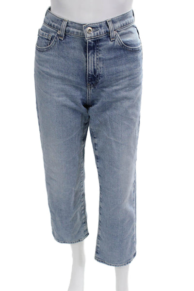 AG Adriano Goldschmied Womens Cropped Straight Jeans Light Blue Size 25