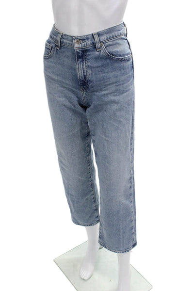 AG Adriano Goldschmied Womens Cropped Straight Jeans Light Blue Size 25
