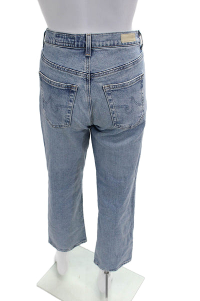AG Adriano Goldschmied Womens Cropped Straight Jeans Light Blue Size 25