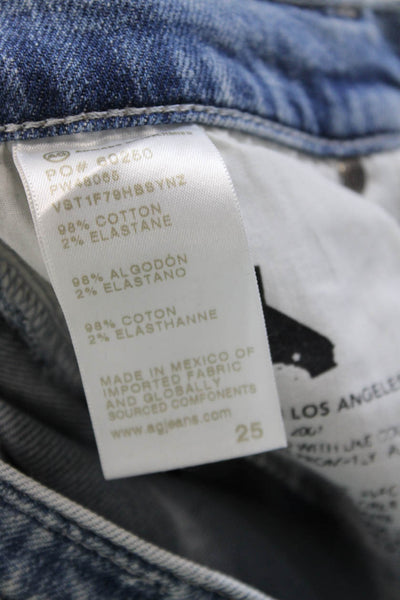 AG Adriano Goldschmied Womens Cropped Straight Jeans Light Blue Size 25