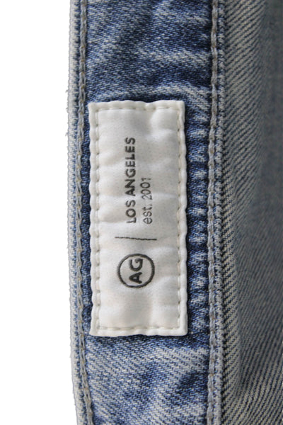 AG Adriano Goldschmied Womens Cropped Straight Jeans Light Blue Size 25