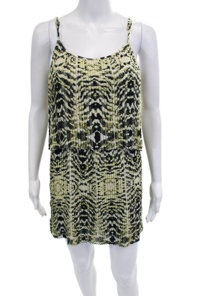 Parker Womens Blouson Mini Dress Black Geometric Polyester Size XS