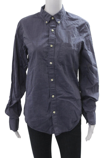 J Crew Unisex Dark Blue Cotton Collared Button-Up Long Sleeve Size S