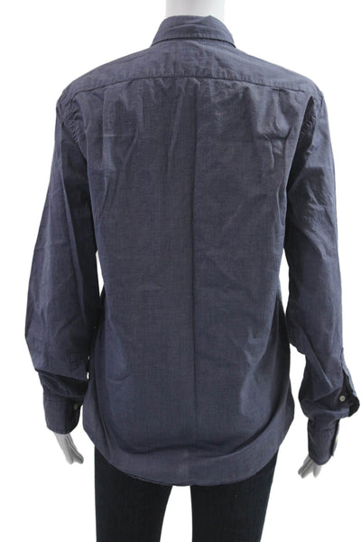 J Crew Unisex Dark Blue Cotton Collared Button-Up Long Sleeve Size S