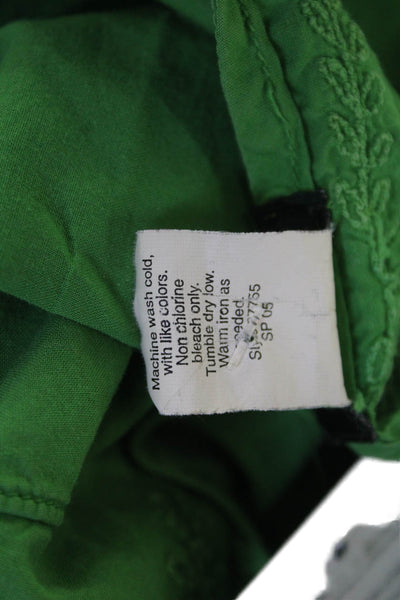 J Crew Women Tunic Green Long Sleeve Button 100% Cotton Round Neck Size XS