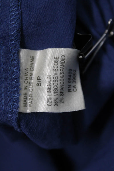 Theory Women Maxi Sundress Blue Linen Blend Sleeveless Drawstring Size S