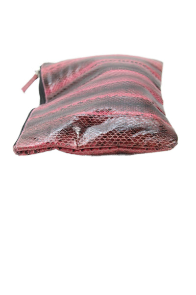 Scoop Womens Leather Snakeskin Print Clutch Handbag Pink Black