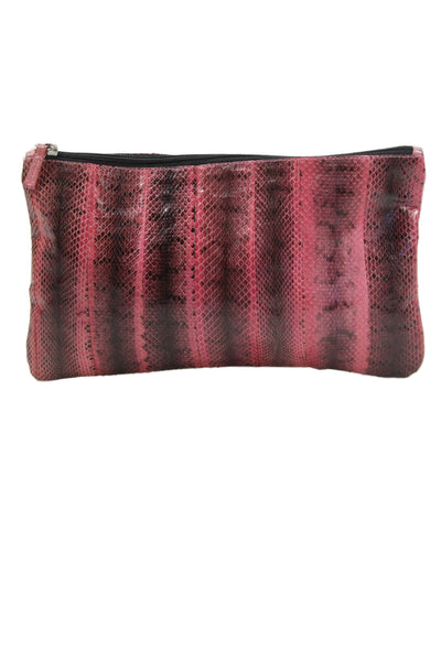 Scoop Womens Leather Snakeskin Print Clutch Handbag Pink Black