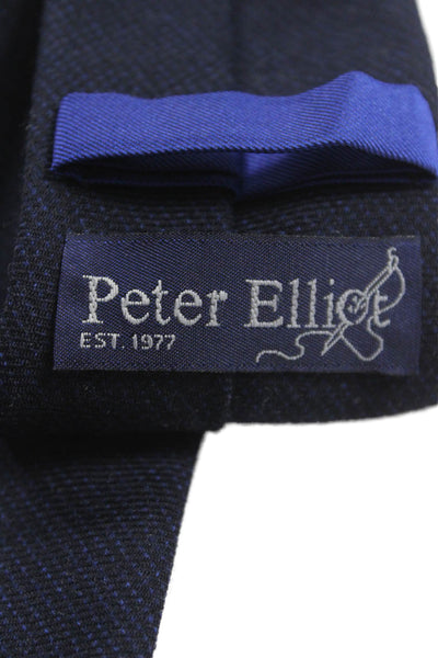 Peter Elliot Mens Skinny Classic Necktie Navy Blue Wool