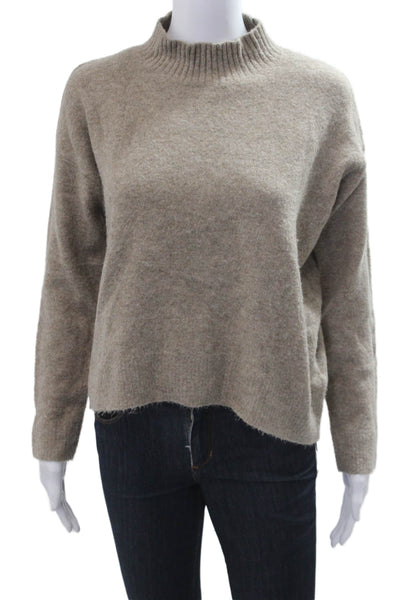 Uniqlo Women Pullover Sweater Mock Neck Long Sleeve Beige Size S