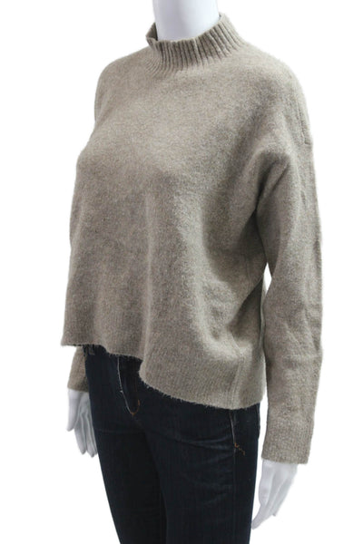 Uniqlo Women Pullover Sweater Mock Neck Long Sleeve Beige Size S