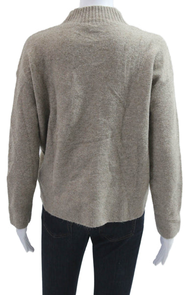 Uniqlo Women Pullover Sweater Mock Neck Long Sleeve Beige Size S