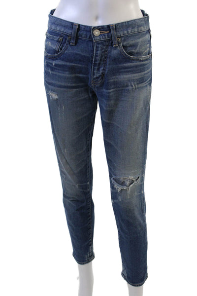 Moussy Womens Dark Blue Cropped Ankle Mid-Rise Jeans Size 26