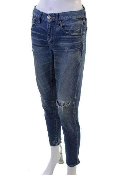 Moussy Womens Dark Blue Cropped Ankle Mid-Rise Jeans Size 26