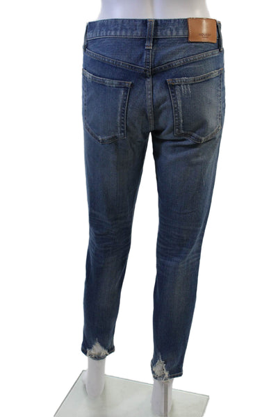 Moussy Womens Dark Blue Cropped Ankle Mid-Rise Jeans Size 26