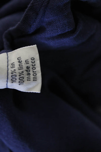 Hartford Womens Dark Blue Linen Shift Dress Short Sleeve V-Neck Size 1