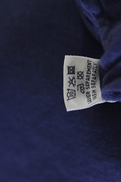 Hartford Womens Dark Blue Linen Shift Dress Short Sleeve V-Neck Size 1