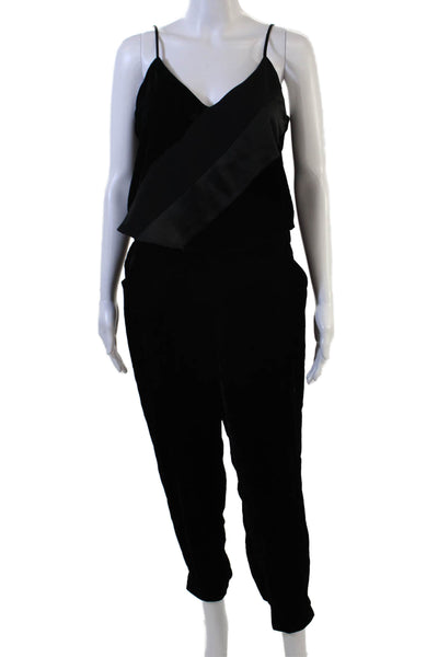 Parker Women Black V Neck Sleeveless Jumpsuit Size 8