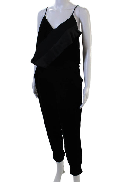 Parker Women Black V Neck Sleeveless Jumpsuit Size 8