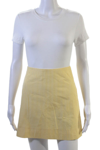 J Crew Womens A-Line Mini White Striped Knee Length Skirt Petite Size 00