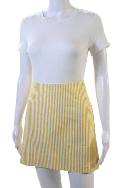 J Crew Womens A-Line Mini White Striped Knee Length Skirt Petite Size 00