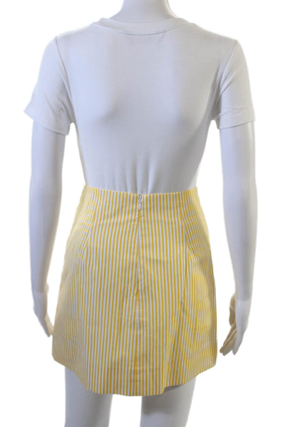 J Crew Womens A-Line Mini White Striped Knee Length Skirt Petite Size 00