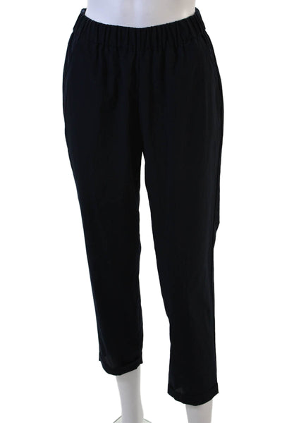 Lis Lareida Women Black Ankle Cropped Pants Polyester Size 34