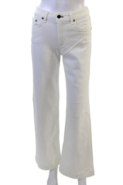 ASKKNY Womens White Mid Rise Jeans Button Fly 31 Inseam Size 24