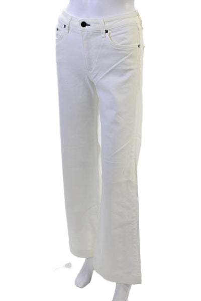 ASKKNY Womens White Mid Rise Jeans Button Fly 31 Inseam Size 24