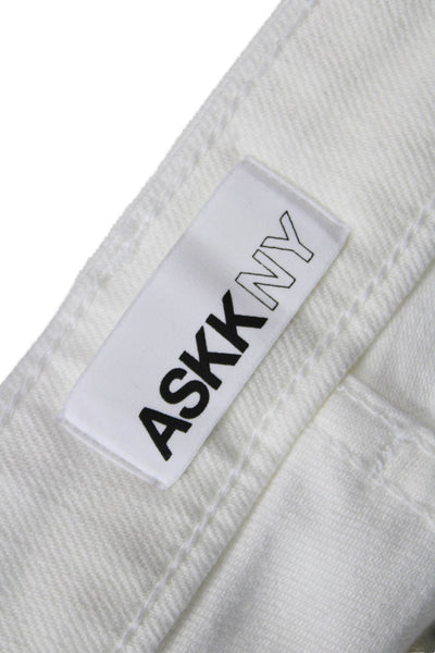 ASKKNY Womens White Mid Rise Jeans Button Fly 31 Inseam Size 24