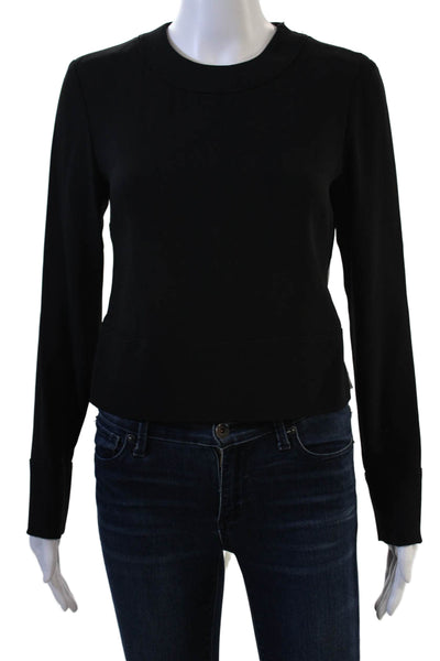 Maiyet Women Cropped Black Long Sleeve Crewneck Top Size 0